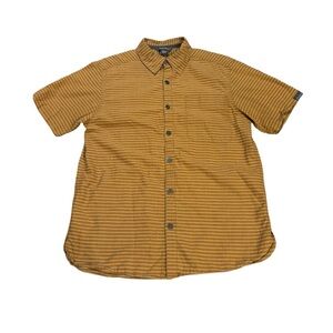 Cloudveil Short Sleeve Button Down Yellow and White Plaid Size Small‎